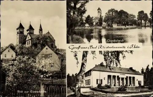 Ak Bad Klosterlausnitz in Thüringen, Klosterkirche, Gondelteich, Moorbad