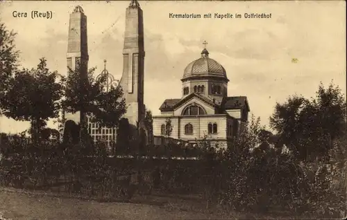 Ak Gera in Thüringen, Ostfriedhof, Krematorium, Kapelle