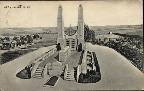 Ak Gera in Thüringen, Ostfriedhof, Krematorium