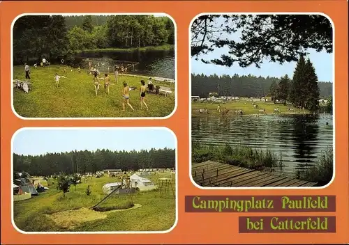 Ak Catterfeld Leinatal in Thüringen, Campingplatz Paulfeld, Spielplatz, Uferbad