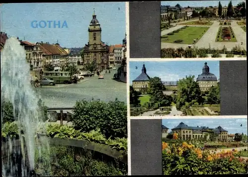 Ak Gotha in Thüringen, Schloss, Orangerie, Hauptmarkt, Springbrunnen