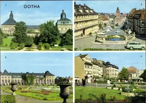 Ak Gotha in Thüringen, Schloss, Hauptmarkt, Orangerie, Arnoldsplatz, Brunnen