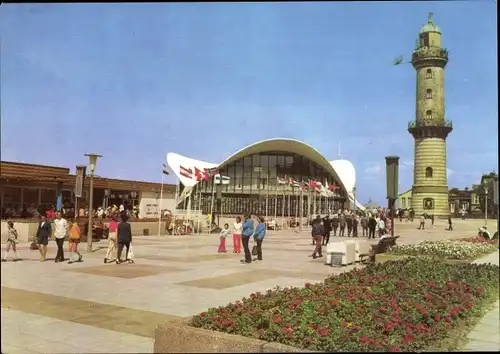 Ak Ostseebad Warnemünde Rostock, Gaststätte Teepott, Leuchtturm