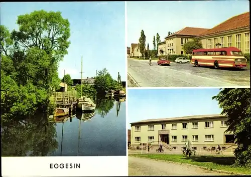 Ak Eggesin in Mecklenburg Vorpommern, HO Hotel und Gaststätte Mecklenburg, Rat der Stadt, Bus