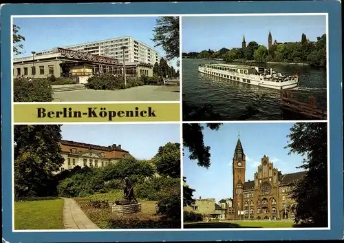 Ak Berlin Köpenick, Gaststätte Allende-Viertel, Fahrgastschiff Bertolt Brecht, Schlosspark, Rathaus