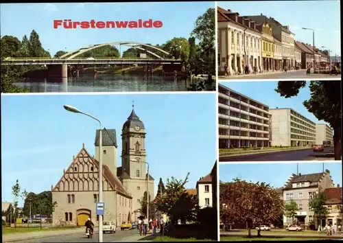 Ak Fürstenwalde an der Spree, Brücke, Rathaus, Dom, Mühlenstraße, Ernst-Thälmann-Straße