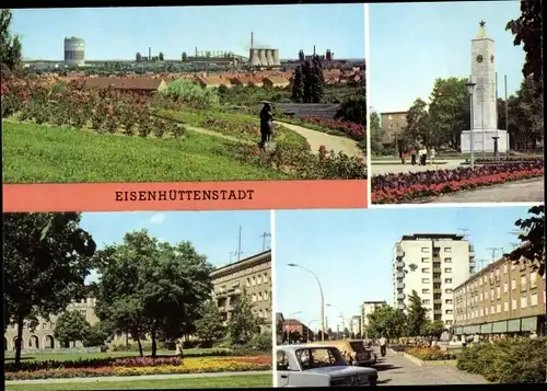 Ak Eisenhüttenstadt Brandenburg, Rosenhügel, Platz der DSF, Leninallee, Wohnblock Pawlowallee