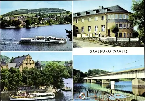 Ak Saalburg in Thüringen, Saaletalsperre, FDGB-Erholungsheim Hermann Schlimme, Stausee, Dampfer