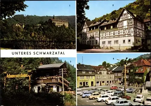 Ak Schwarzburg in Thüringen, FDGB-Erholungsheim Albert Hähnel, Schloss, Bad Blankenburg, Markt