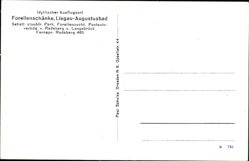 Ak Liegau Augustusbad Radeberg in Sachsen, Forellenschänke