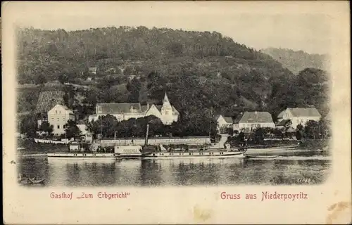 Ak Dresden Niederpoyritz, Gasthof Zum Erbgericht, Schiff