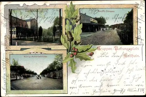 Ak Zeithain in Sachsen, Truppenübungsplatz, Senfft Straße, König Albert Straße, Offizierkasino