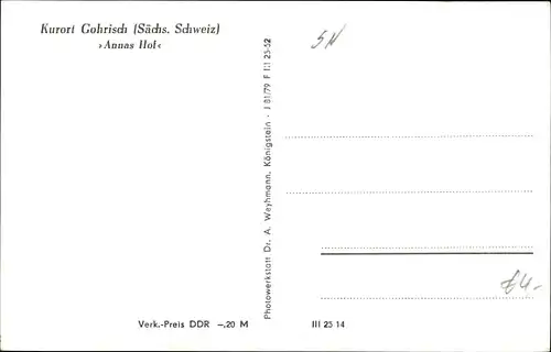 Ak Gohrisch Sächsische Schweiz, Annas Hof