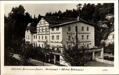 Ak Rosenthal Bielatal Sächsische Schweiz, Mühle Brausenstein, Kaffee, Fremdenheim, Konditorei