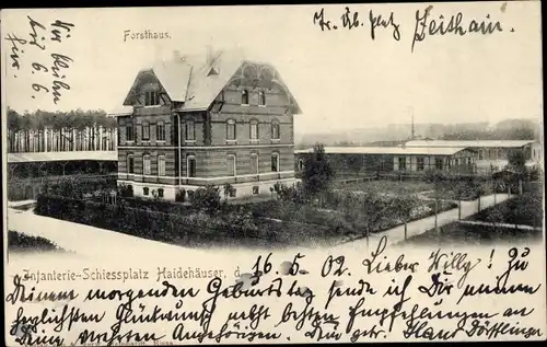 Ak Haidehäuser Wülknitz Sachsen, Forsthaus, Infanterie Schiessplatz