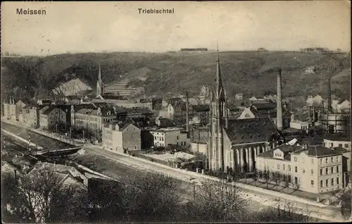 Ak Meißen an der Elbe, Triebischtal, Kirche, Stadt