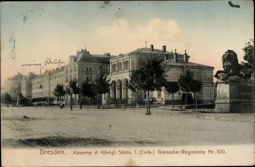 Ak Dresden Neustadt, Kaserne d. Königl. Sächs. 1. (Leib-) Grenadier Regiments Nr. 100