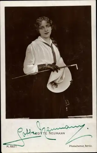 Ak Schauspielerin Lotte Neumann, Portrait, Autogramm