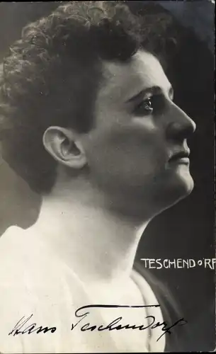 Ak Schauspieler Hans Teschendorf, Portrait, Profilansicht, Autogramm