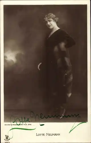 Ak Schauspielerin Lotte Neumann, Portrait, Autogramm
