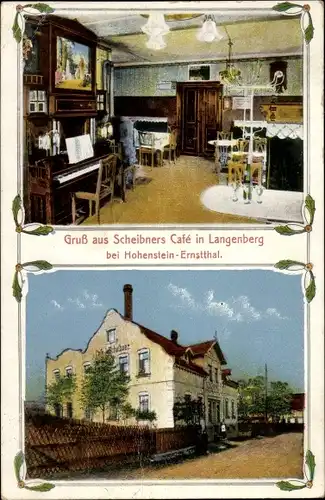 Ak Langenberg Callenberg Sachsen, Schreibners Cafe, Klavier