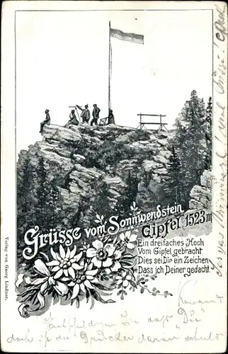 Litho Schottwien in Niederösterreich, Partie am Gipfel vom Sonnwendstein