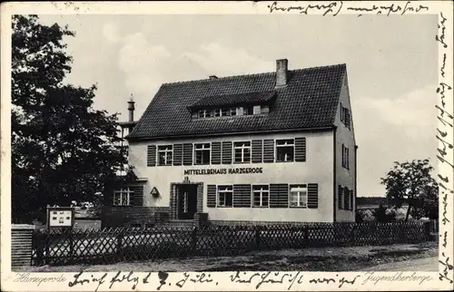 Ak Harzgerode im Harz, Mittelelbehaus, Außenansicht