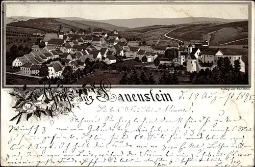 Vorläufer Litho Lauenstein im Müglitztal Altenberg, Totalansicht vom Ort