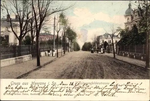 Ak Meerane in Sachsen, Blick in die Schwanefelderstraße