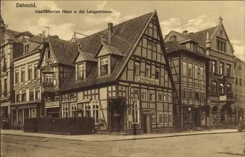 Ak Detmold in Nordrhein Westfalen, Westfälisches Haus an der Lange Straße