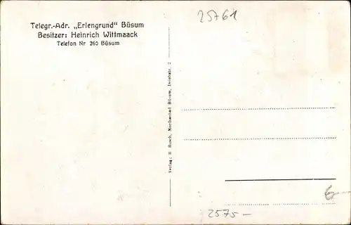 Ak Büsum Kreis Dithmarschen, Erlengrund, Bes. Heinrich Wittmaack, Gartenanlage