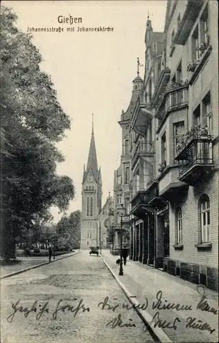 Ak Gießen an der Lahn Hessen, Johannesstraße mit Jonanneskirche 