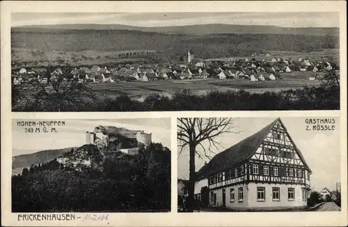 Ak Frickenhausen am Neckar Württemberg, Hohen Neuffen, Gasthaus zum Rössle, Blick auf den Ort