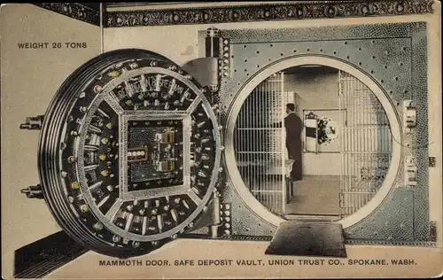 Ak Spokane Washington USA, Mammoth door, Safe deposit vault, Union Trust Co.