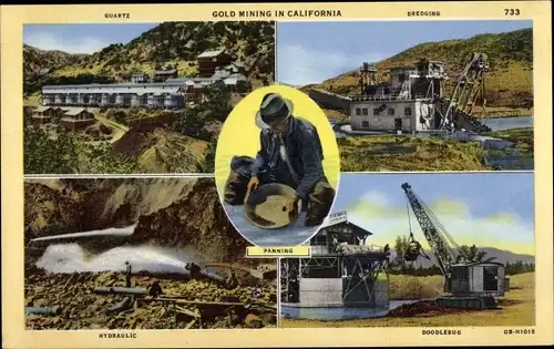 Ak Kalifornien USA, Gold mining in California