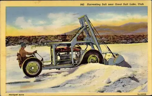 Ak Utah USA, Harvesting salt near Grat Salt Lake