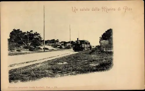 Ak Pisa Toscana, Un saluto dalla Marina di Pisa, italienische Eisenbahn