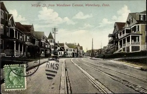 Ak Waterbury Connecticut USA, Willow Street from Woodlawn Terrace