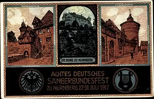 Ak Nürnberg in Mittelfranken Bayern, 8. Deutsches Sängerbundesfest 1912, Burg