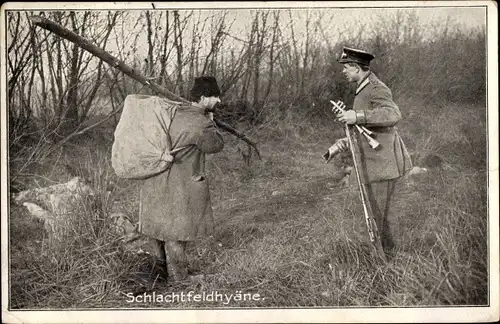 Ak Schlachtfeldhyäne, Soldat, Mann mit Bündel, I. WK