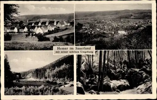 Ak Hemer Sauerland, Panorama, Ort, Wälder, Wiesen
