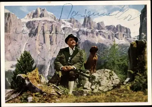 Ak Schauspieler Friedrich Domin, Filmszene aus Schloss Hubertus, Autogramme, Michael Heltau, M. Koch