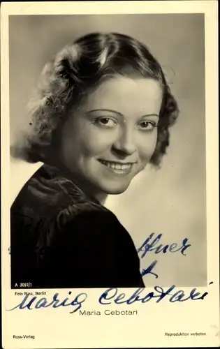 Ak Schauspielerin Maria Cebotari, Portrait, Autogramm
