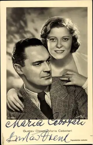 Ak Opernsängerin Maria Cebotari und Schauspieler Gustav Diessl, Portrait, Autogramm