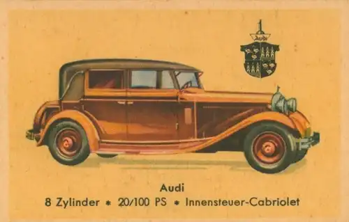 Sammelbild Abdulla Autobilder, Serie II Bild 4 Audi 8 Innensteuer-Cabriolet