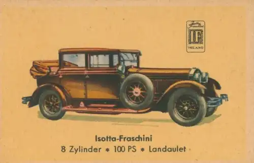 Sammelbild Abdulla-Autobilder Serie II Bild 82 Isotta-Fraschini 8 Zylinder Landaulet