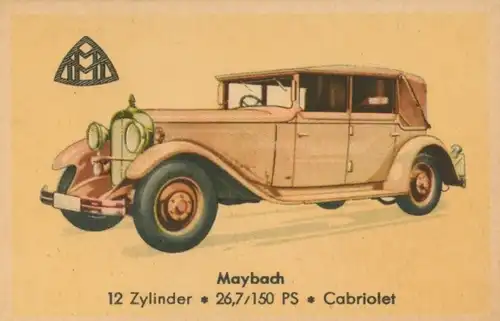 Sammelbild Abdulla-Autobilder Serie II Bild 21 Maybach 12 Zylinder Cabriolet