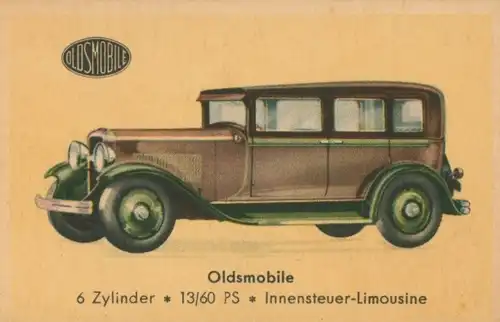 Sammelbild Abdulla-Autobilder Serie I Bild 98 Oldsmobile 6 Zylinder Innensteuer-Limousine