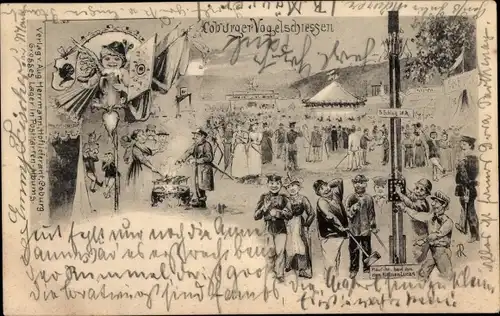 Ak Coburg in Oberfranken, Coburger Vogelschießen, Hau den Lukas, Karussell