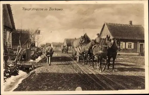 Ak Borkowo Ostpreußen, Hauptstraße